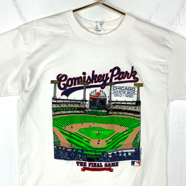 Vintage Chicago White Sox T-shirt Large White Mlb 1990 Comiskey Park Final Game