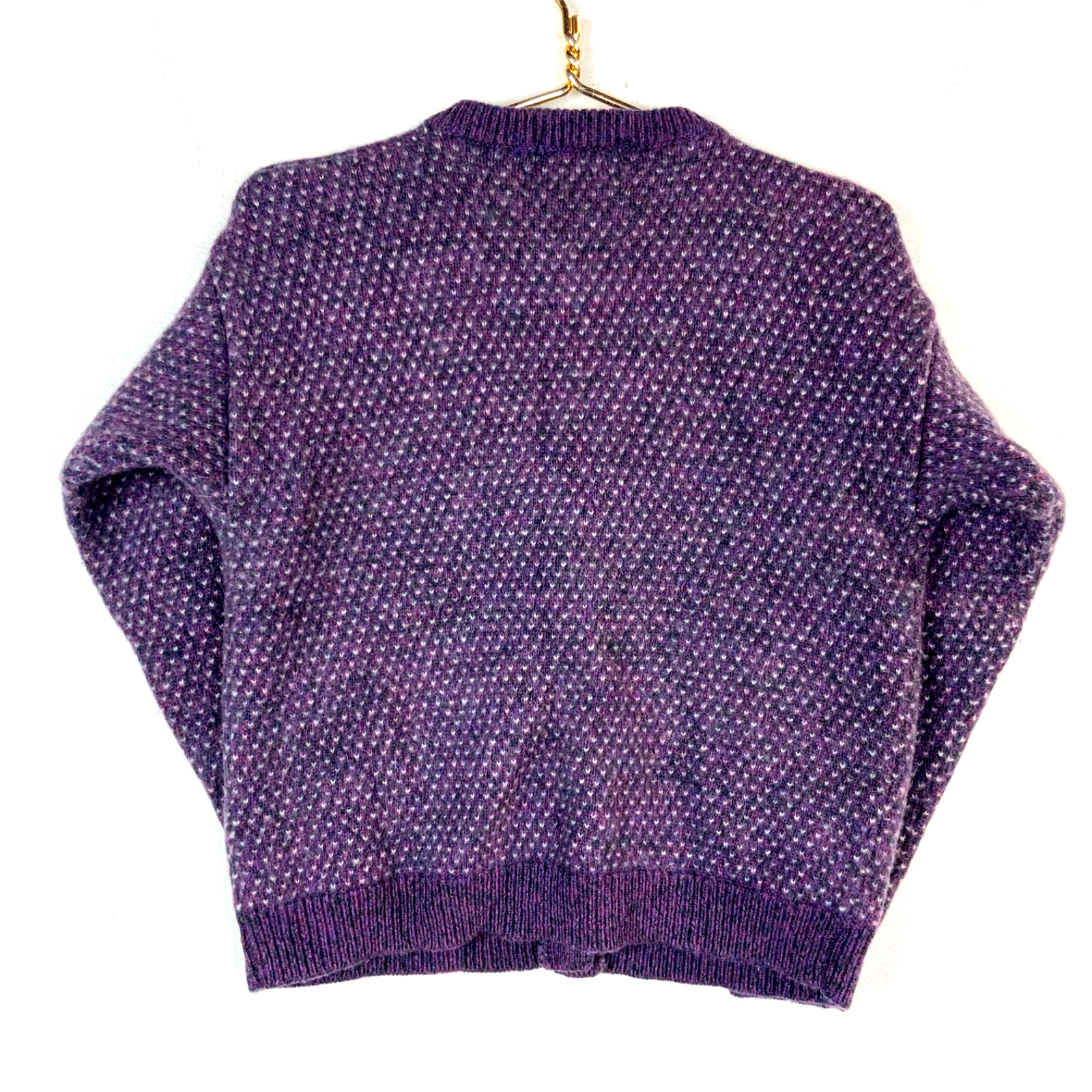 Vintage Woolrich Wool Knit Sweater Women’s Medium Purple Cardigan Pattern 90s