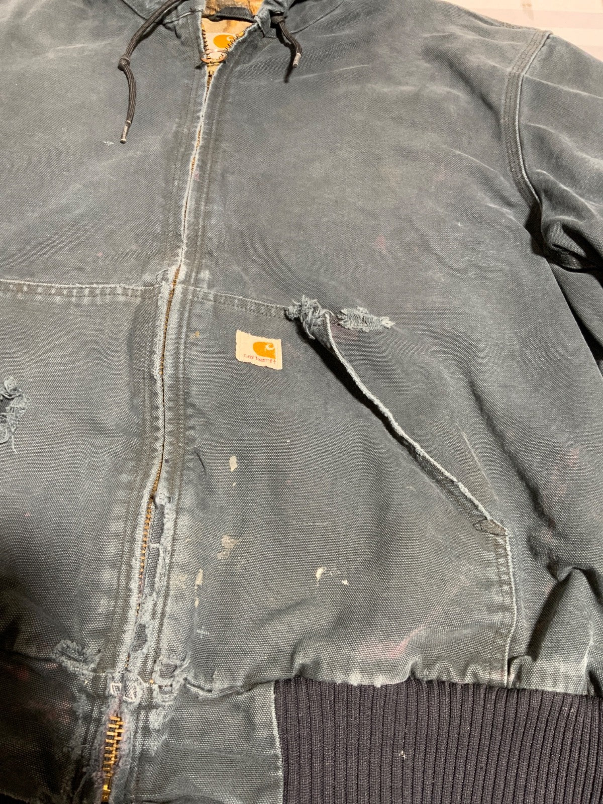 Carhartt Jacket 2XL Black Hooded Full Zip RealTree Camo Lined Work Wear