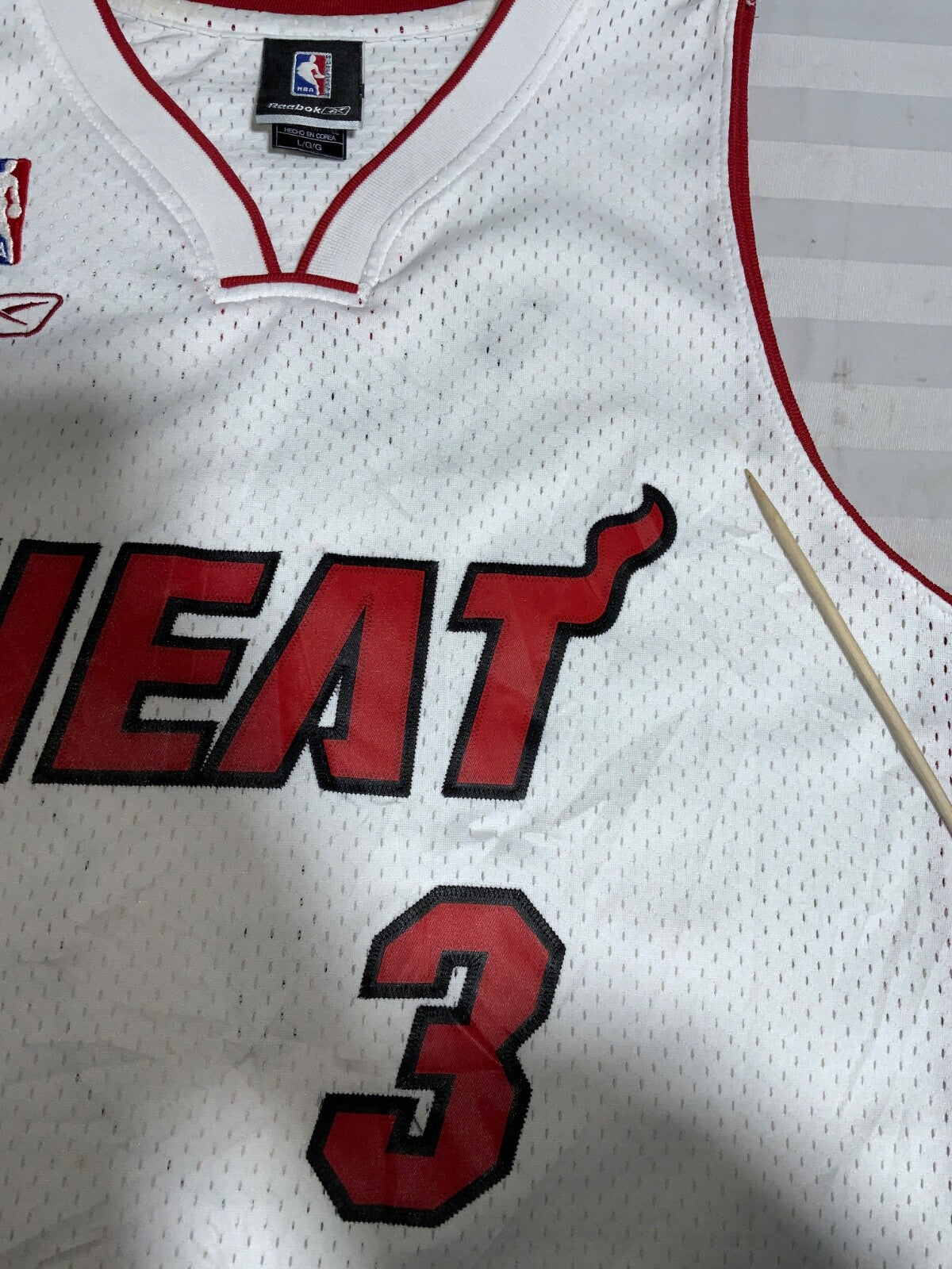 Miami Heat Reebok Jersey Size Large White Nba Authentics Dwyane Wade