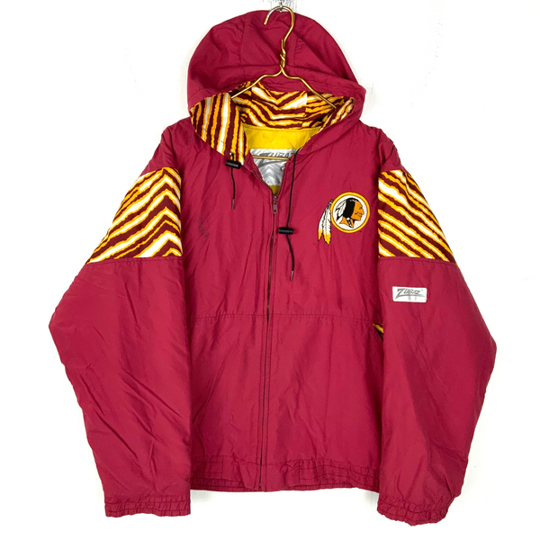 Vintage Washington Redskins Jacket Large Full Zip Puffer Nfl Zubaz Chalk Line