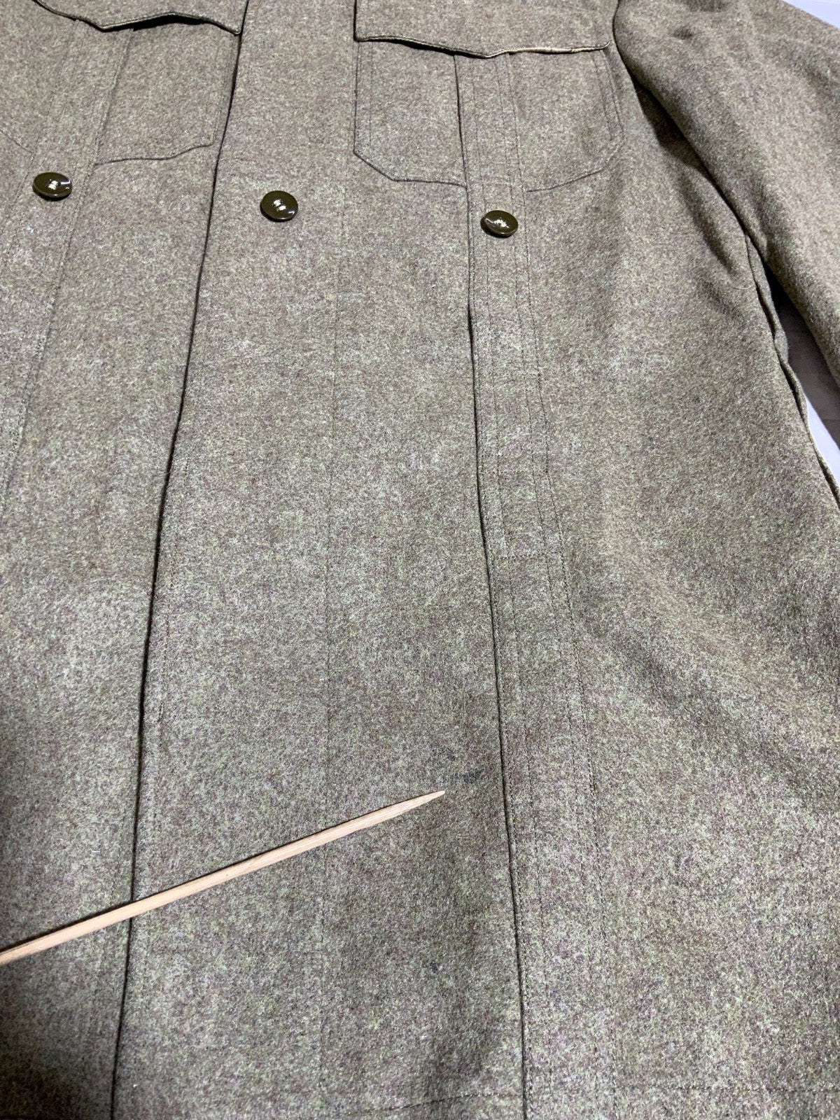 Vintage German Military Wool Jacket Size XS Green Button Up Vietnam Era 60s