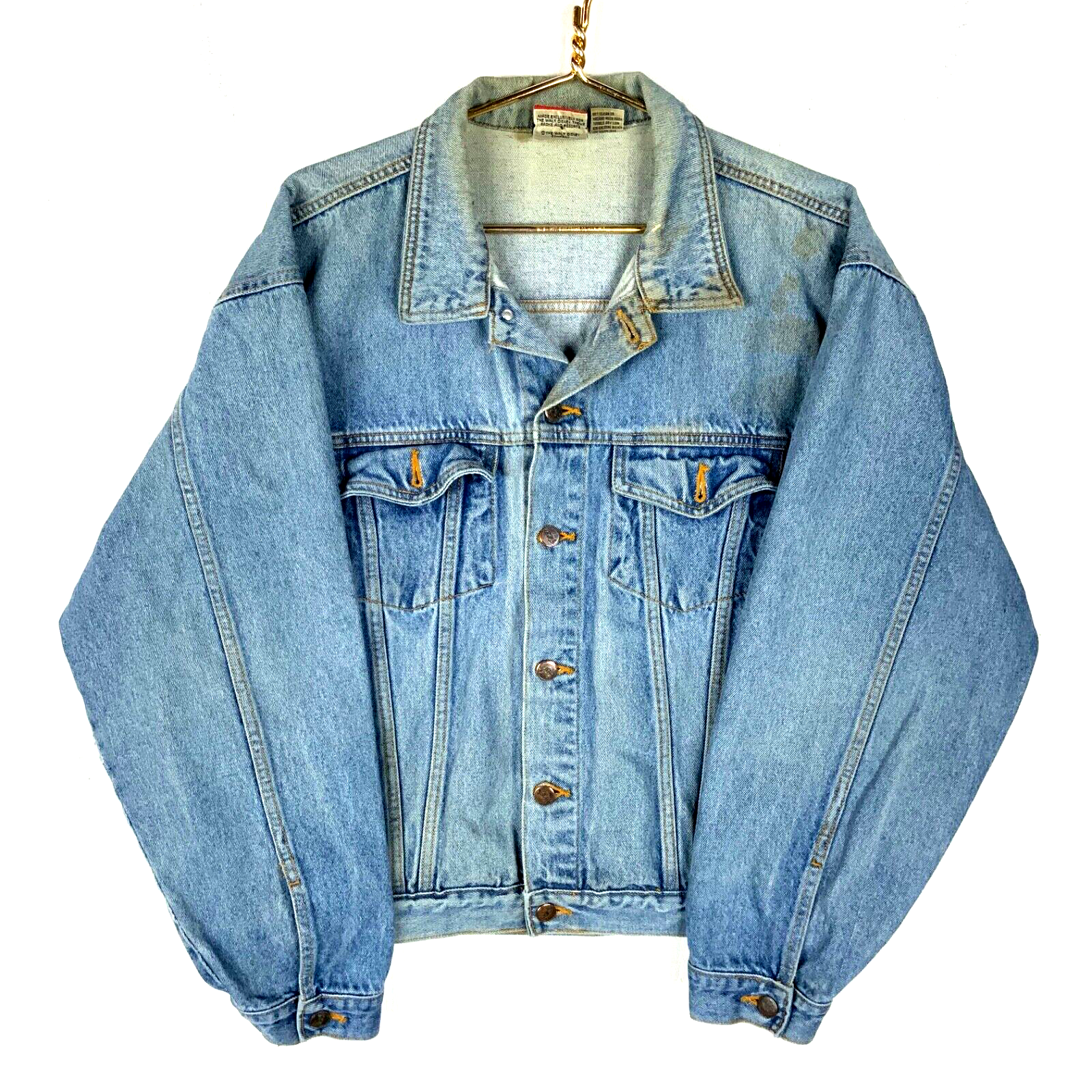 Vintage Mickey Mouse Denim Jean Jacket Large Light Wash Disney 90s