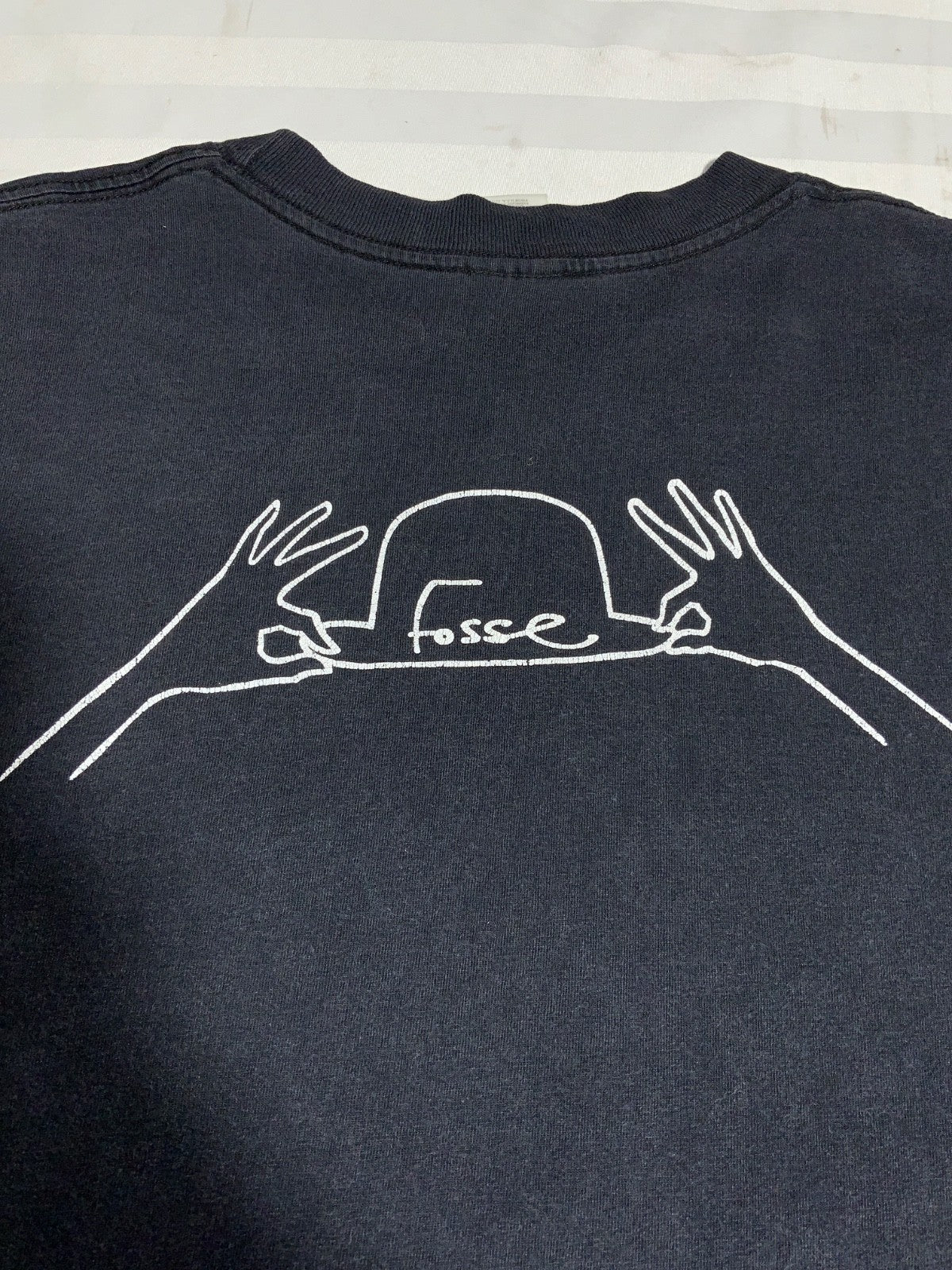 Vintage Bob Fosse T-Shirt Large Black Double Sided Dance Cabaret Hat Y2K