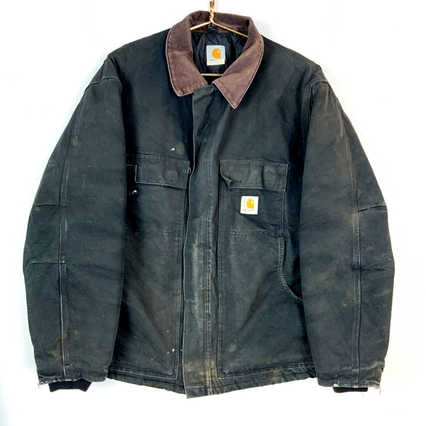 Vintage Carhartt Arctic Jacket Size 48 Black Full Zip Quilt Lined Workwear