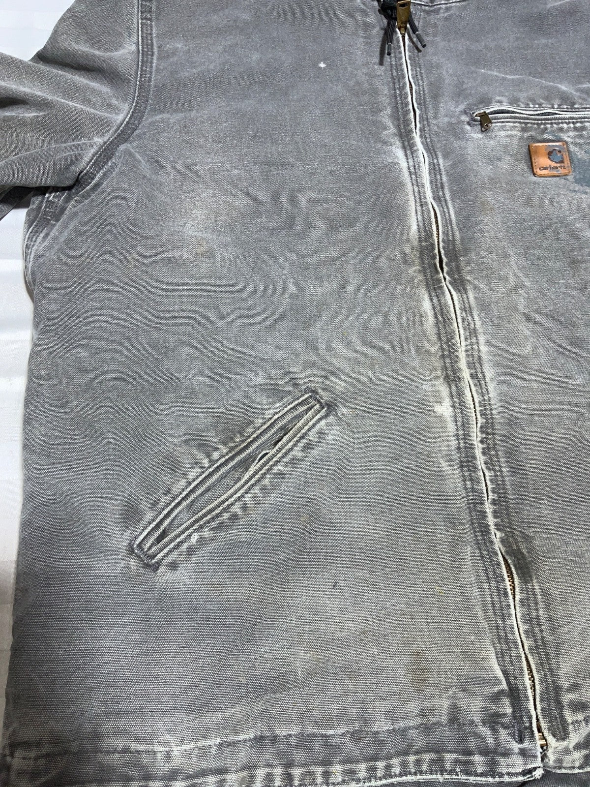 Carhartt Sierra Jacket Large Tall Gray Hooded Full Zip Sherpa Lined Work Wear