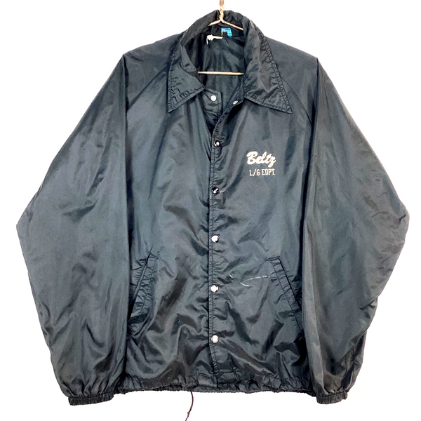 Vintage 1970's Champion Windbreaker Jacket Size XL Black Snap Button