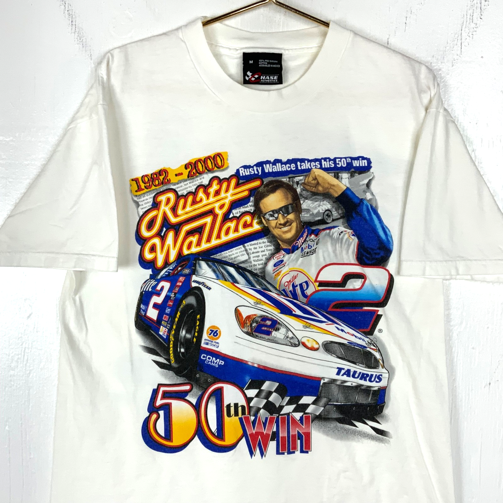 Vintage Nascar Chase T-shirt Medium Double Sided 2000 Rusty Wallace 50th Win