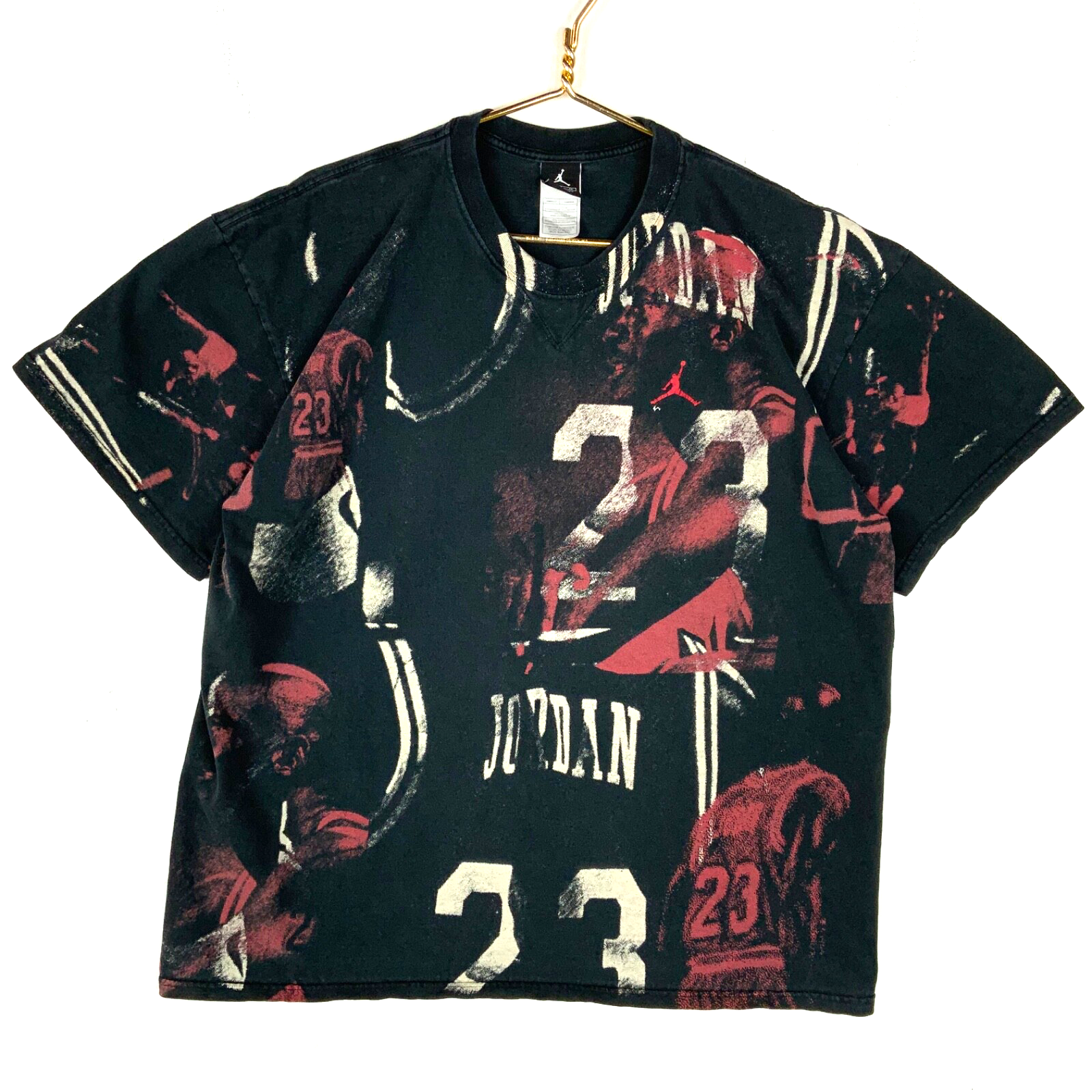 Y2K Air Jordan T-Shirt Size XL Black Nba Michael Jordan All Over Print