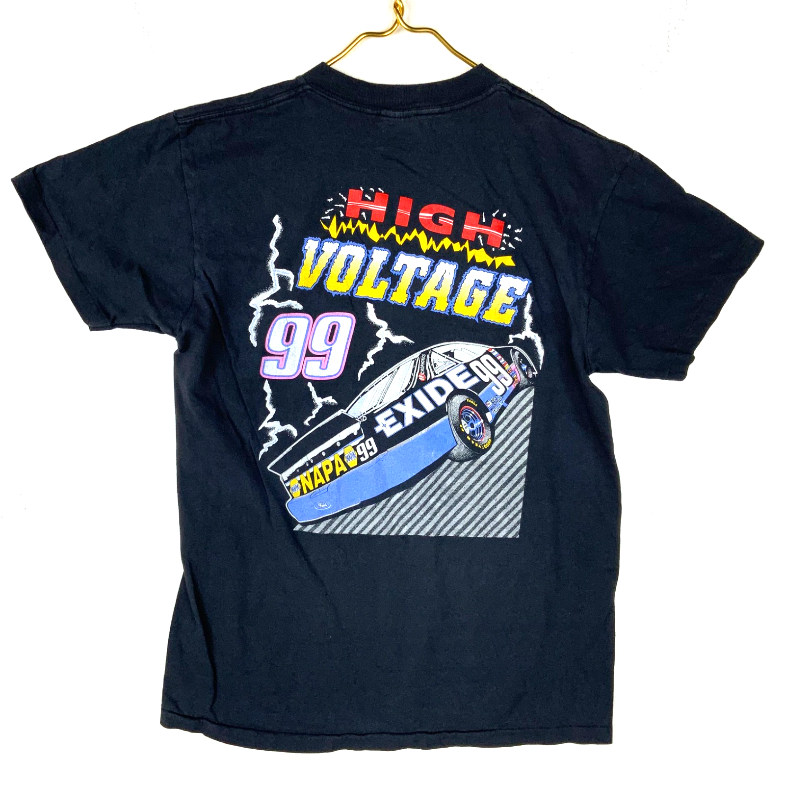 Vintage Nascar T-Shirt XL Jeff Burton 1996 Racing Double Sided Lightning 90s