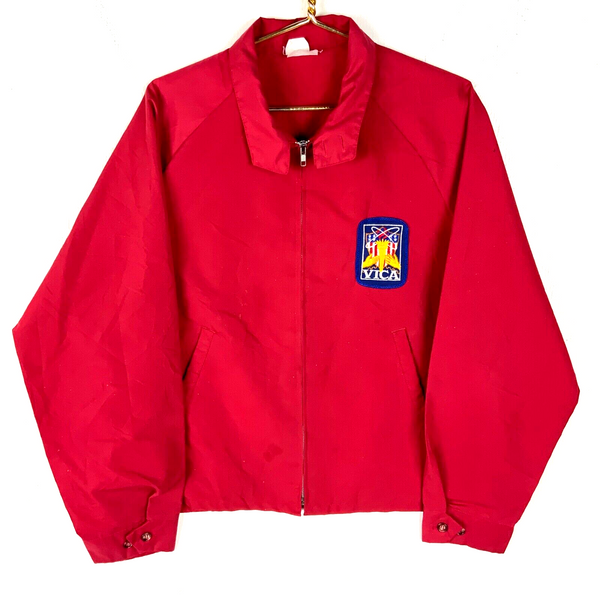 Vintage 1970s Harrington Jacket XL Red Full Zip Made In Usa Tamarack 70s