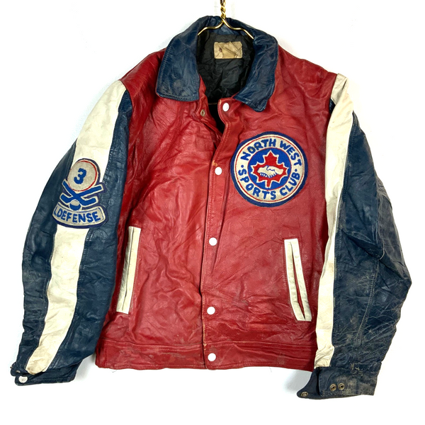 Vintage 1970s Leather Varsity Bomber Jacket Medium Snap Button Antonio Giovanni