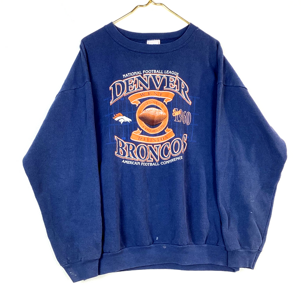 Vintage Denver Broncos Sweatshirt Crewneck Size XL Blue Nfl 90s