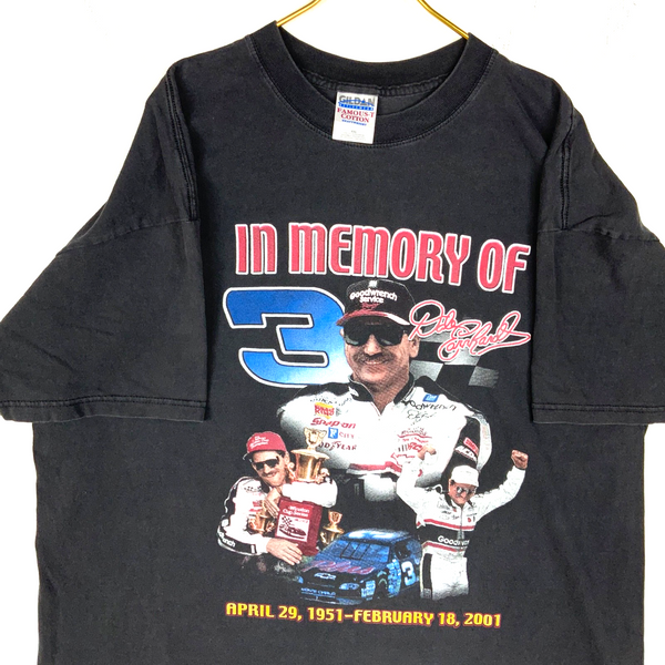 Vintage Nascar Racing T-Shirt 2XL Black 2001 In Memory Of Dale Earnhardt Y2K