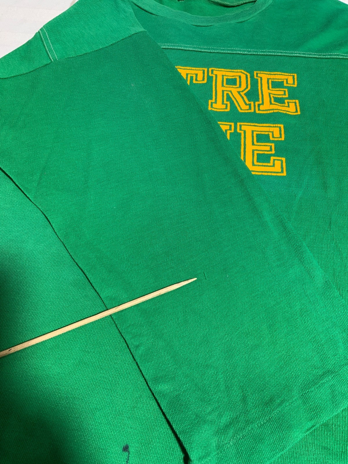 Vintage Notre Dame Fighting Irish T-Shirt XL Green Made Usa 3/4 Sleeve Ncaa 80s