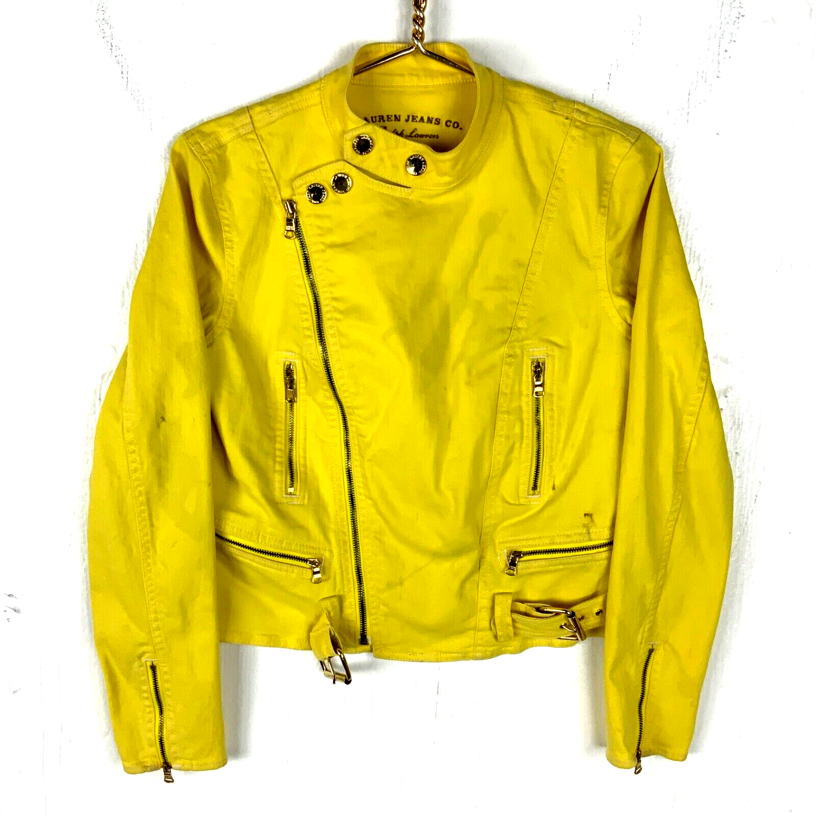Vintage Lauren Jeans Co. Women's Denim Jean Jacket Small Yellow Full Zip 90s