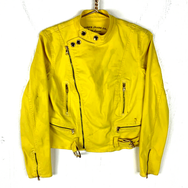 Vintage Lauren Jeans Co. Women's Denim Jean Jacket Small Yellow Full Zip 90s