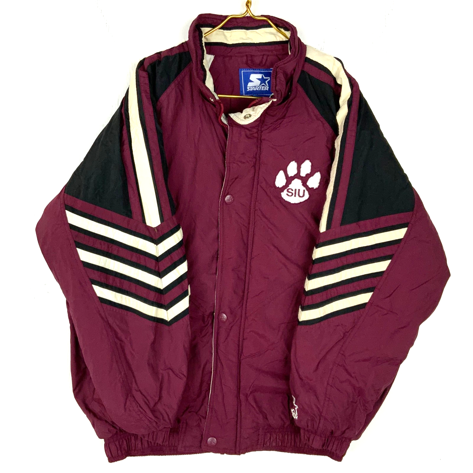Vintage Southern Illinois Salukis Starter Jacket Large Red Full Zip Puffer Ncaa