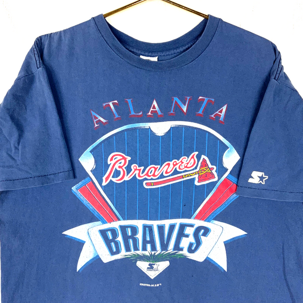 Vintage Atlanta Braves Starter T-shirt Large Blue Made In Usa Mlb 1990s