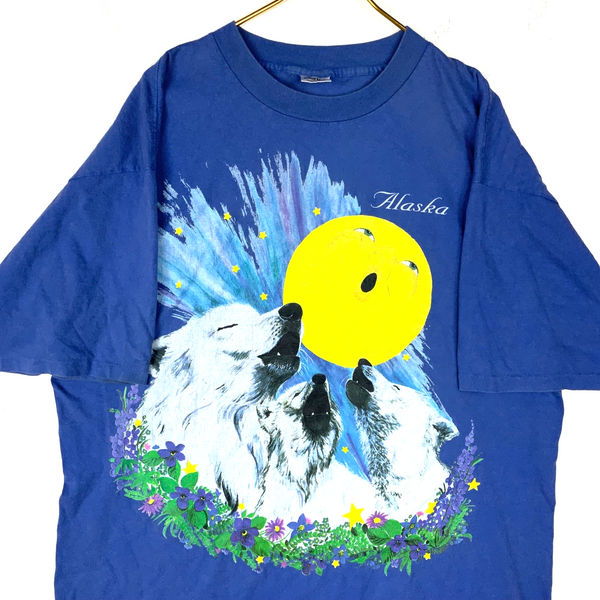 Vintage Alaskan Polar Bears T-Shirt 2XL Blue Made Usa Single Stitch Wildlife 90s