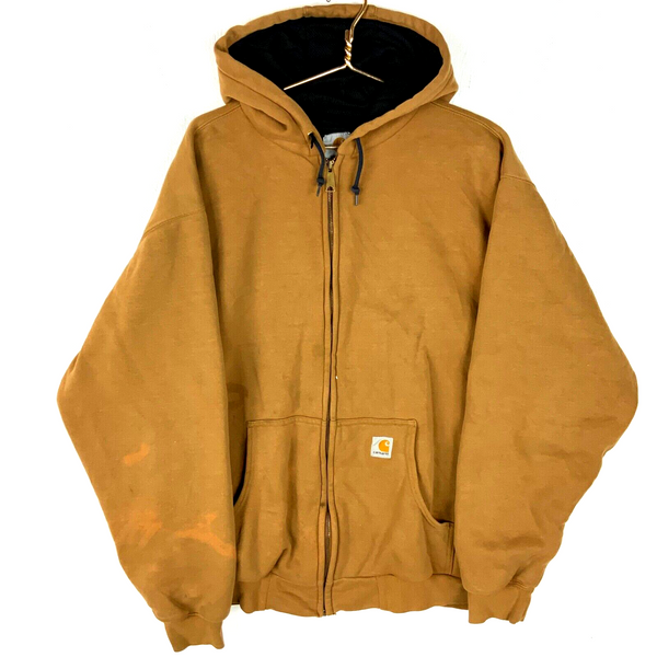 Carhartt Active Lined Sweatshirt Hoodie Jacket 3XL Brown Full Zip Workwear