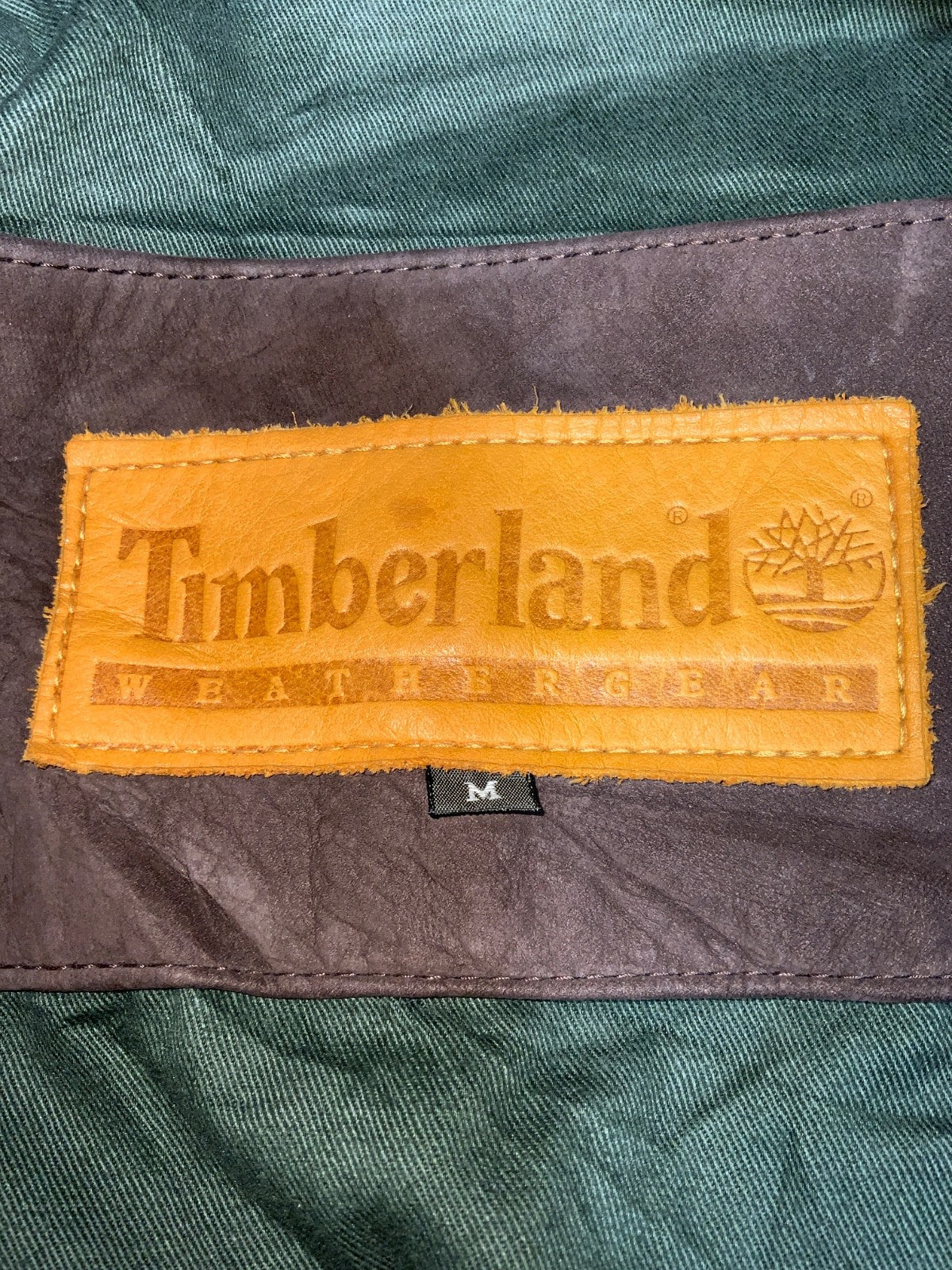 Vintage Timberland Leather Bomber Jacket Medium Full Zip Waterproof Cowhide