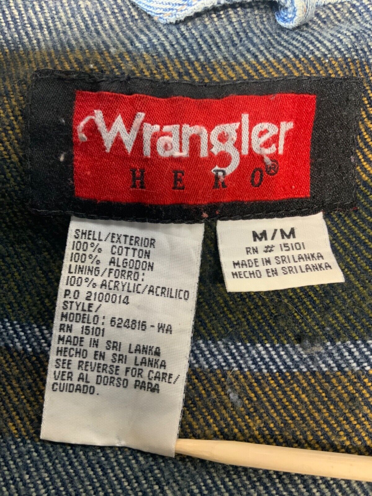 Vintage Wrangler Hero Denim Jean Jacket Medium Blue Light Wash Lined