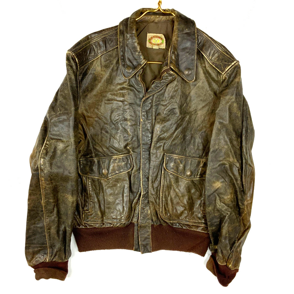 Vintage Banana Republic Leather Bomber Jacket Medium Brown Full Zip Made Usa 90s