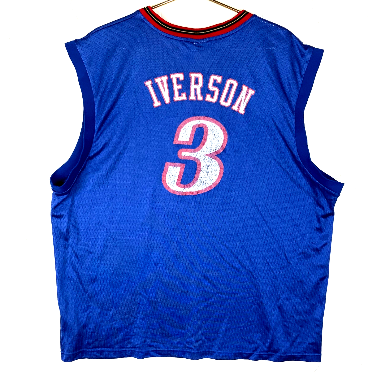 Vintage Philadelphia 76ers Jersey XL Reebok Allen Iverson Blue Nba