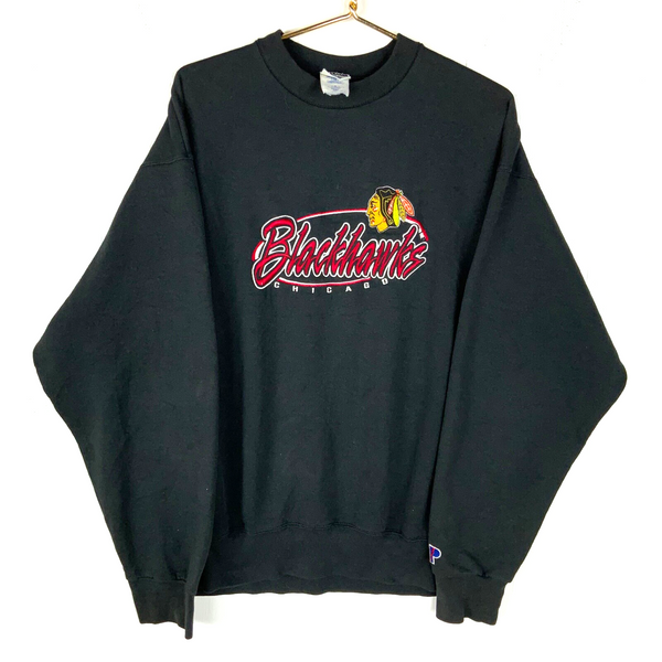 Vintage Chicago Blackhawks Pro Player Sweatshirt Size XL Black Made Usa Nhl 90s