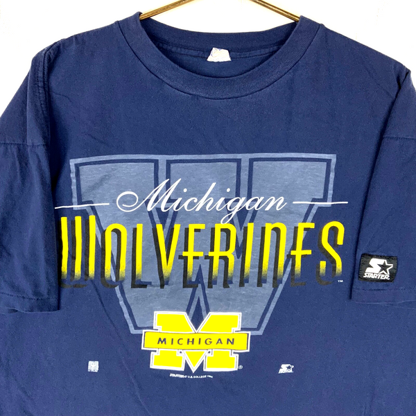 Vintage Michigan Wolverines Starter T-shirt XL Blue Single Stitch 1995 Ncaa 90s