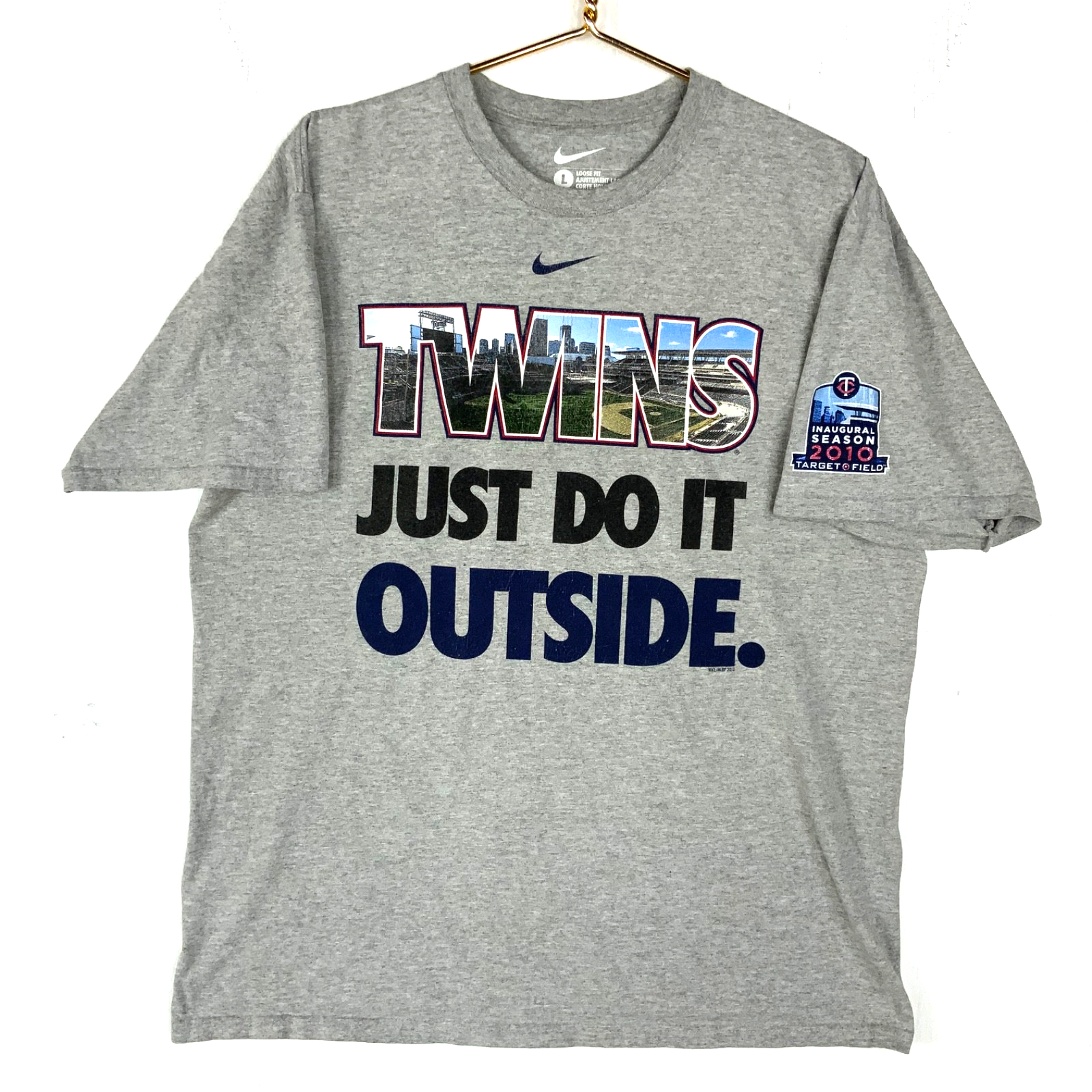 Minnesota Twins Nike T-shirt Large Just Do It Outside Mlb 2010 Inaugural Season
