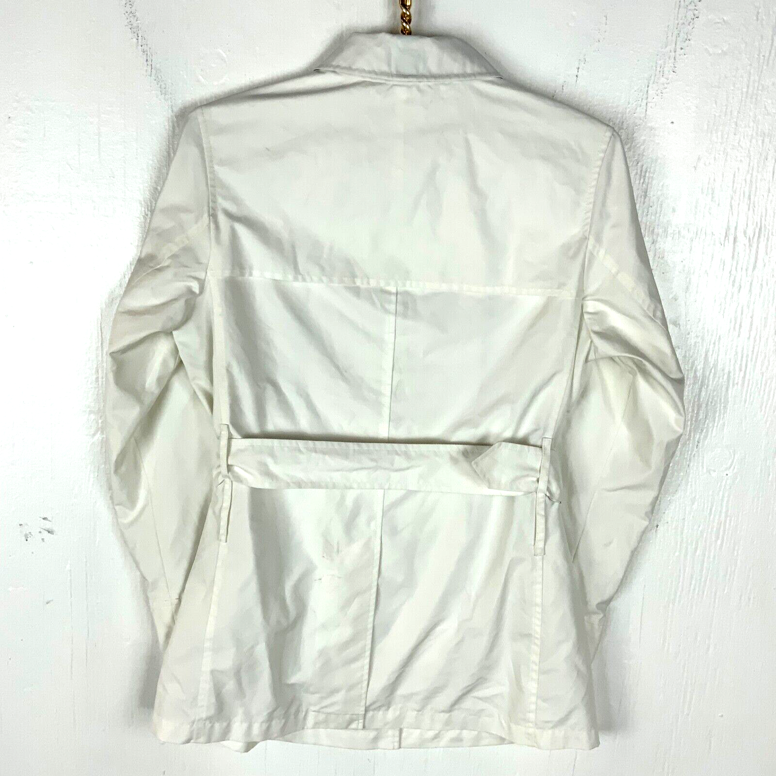 Burberry Women's Classic Trench Jacket Size 16 Small White Full Zip Lined