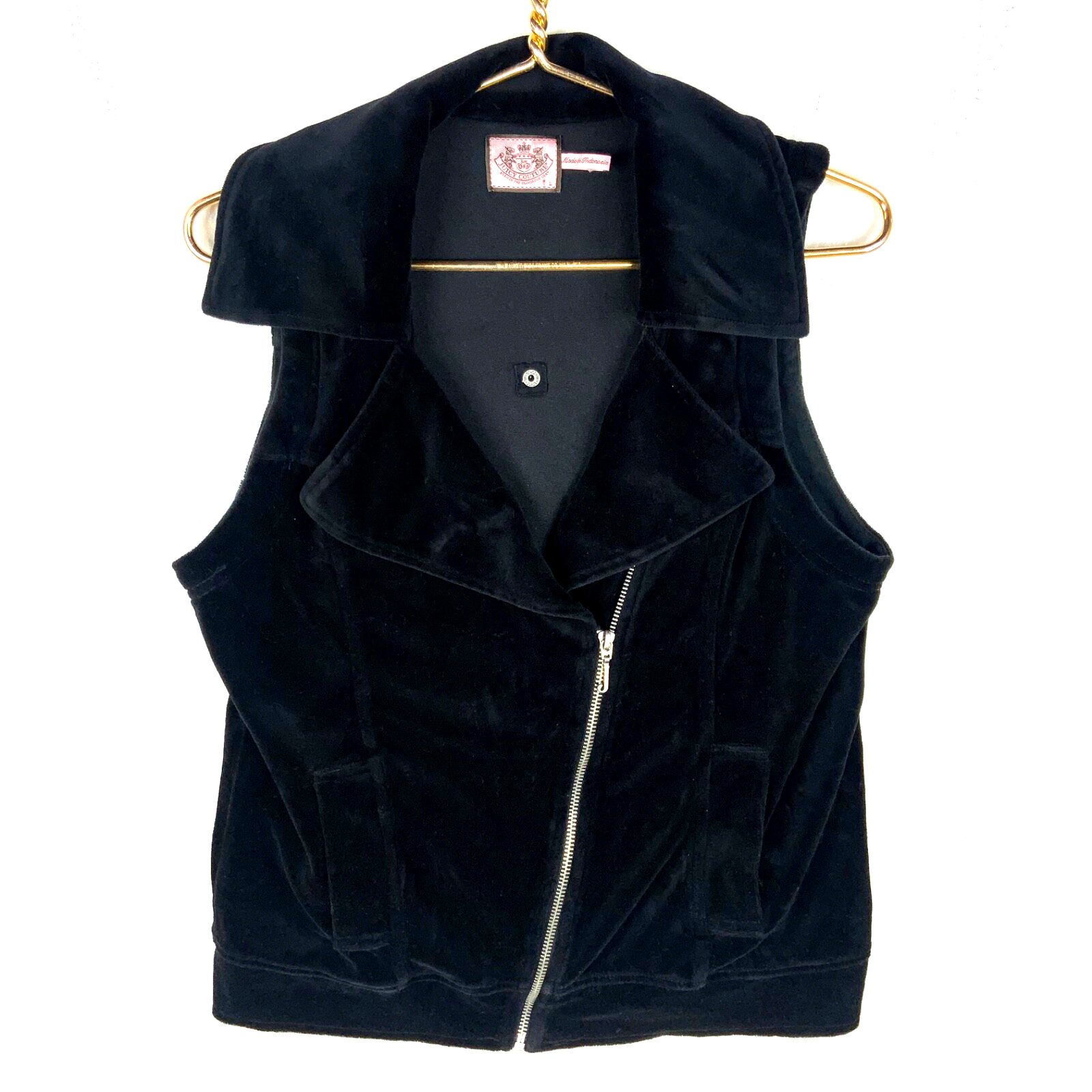 Y2k Juicy Couture Velour Women's Vest Large Black Full Zip