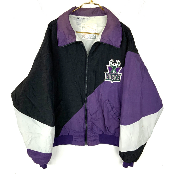 Vintage Milwaukee Bucks Puffer Jacket XL Purple Full Zip Nba Swingster 90s