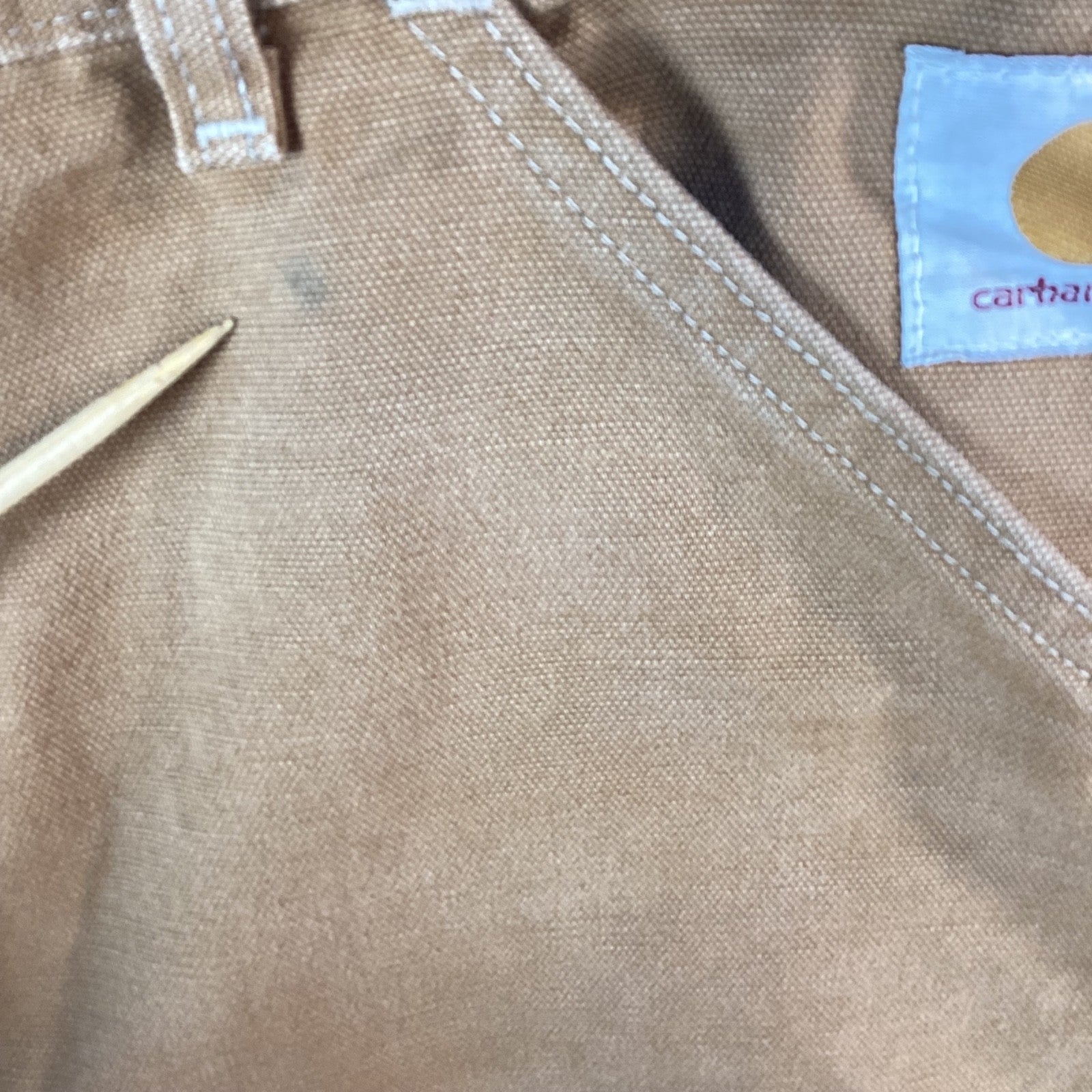 Carhartt Double Knee Dungaree Canvas Workwear Pants Size 35x31 Brown