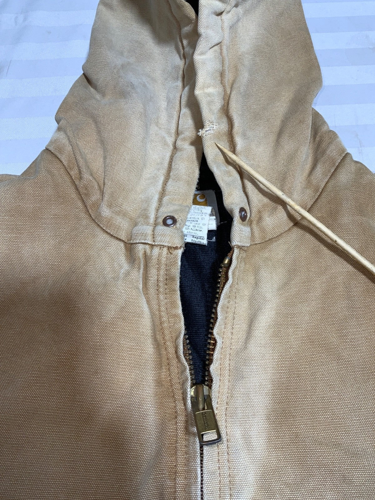 Vintage Carhartt Jacket Large Brown Hooded Full Zip Work Wear J140 BRN 90s
