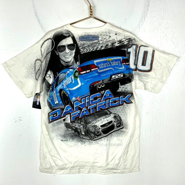 Danica Patrick Nascar T-shirt Large White All Over Print Stewart Haas New