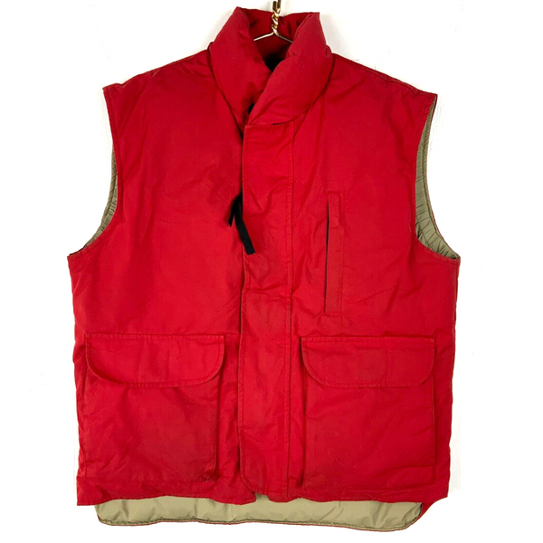 Vintage Eddie Bauer Down Puffer Vest Size Medium Red Full Zip Made Canada 90s
