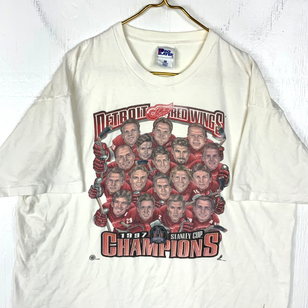 Vintage Detroit Red Wings Caricature T-Shirt 2XL Pro Player 1997 Nhl Champs 90s