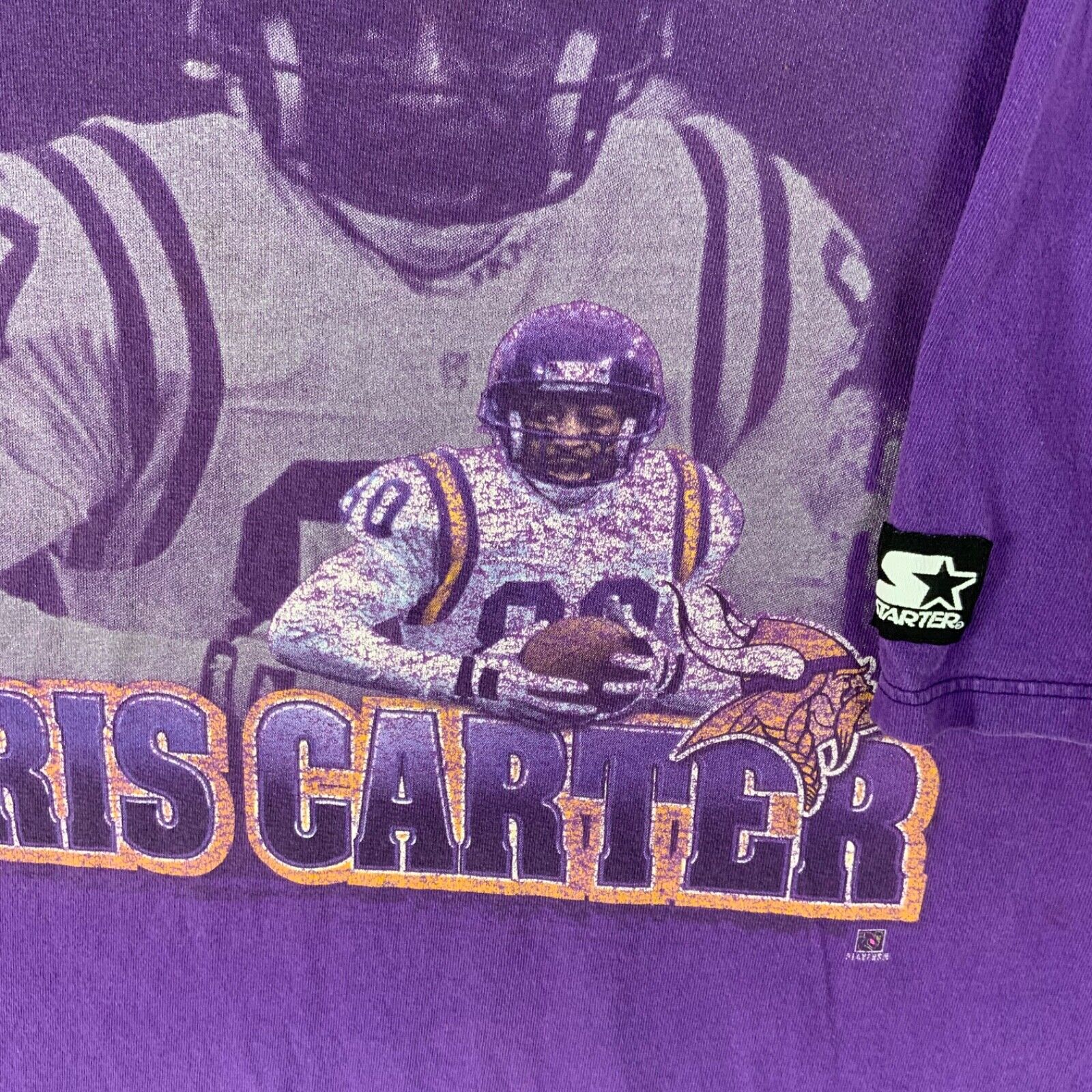 Vintage Cris Carter Minnesota Vikings T-shirt Starter Extra Large Purple Nfl 90s
