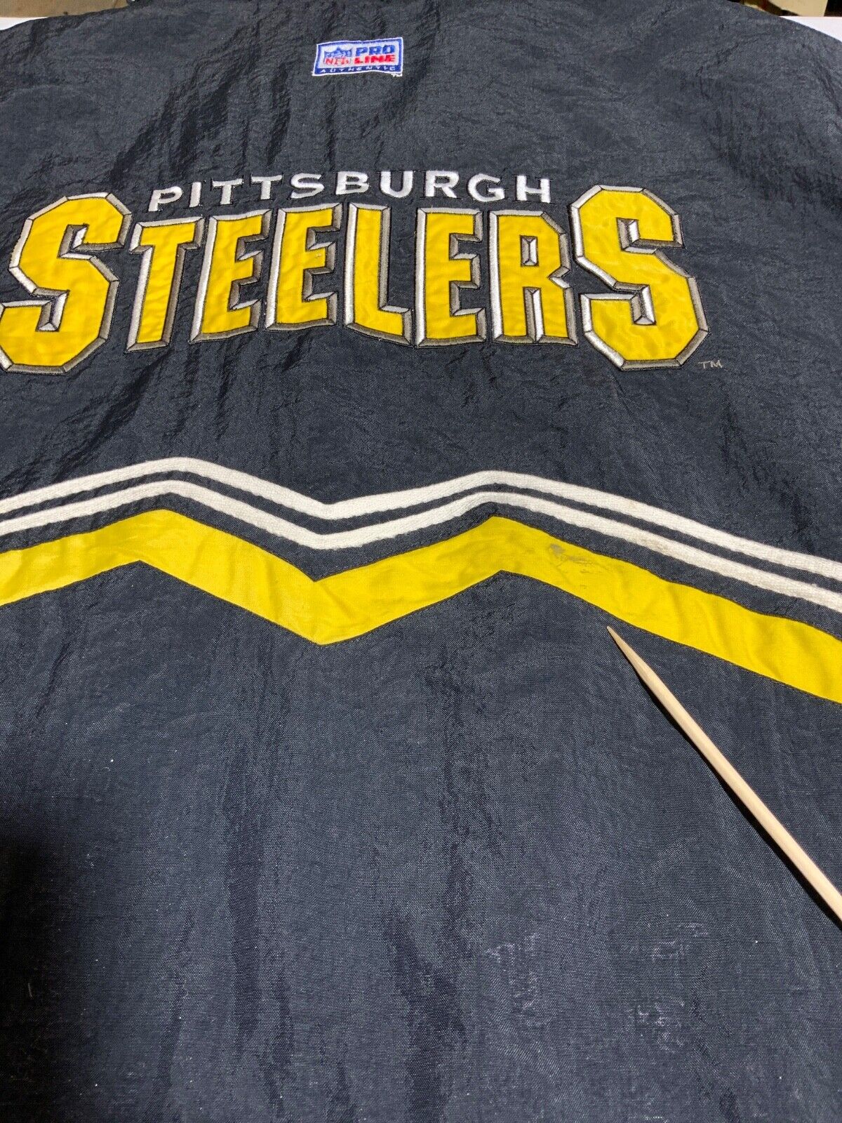 Vintage Pittsburgh Steelers Logo Athletic Puffer Jacket XL Hooded Full Zip 90s