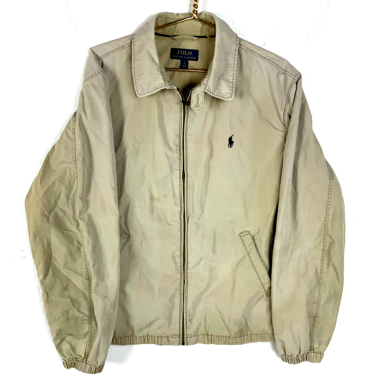 Polo Ralph Lauren Harrington Jacket Size Large Brown Full Zip