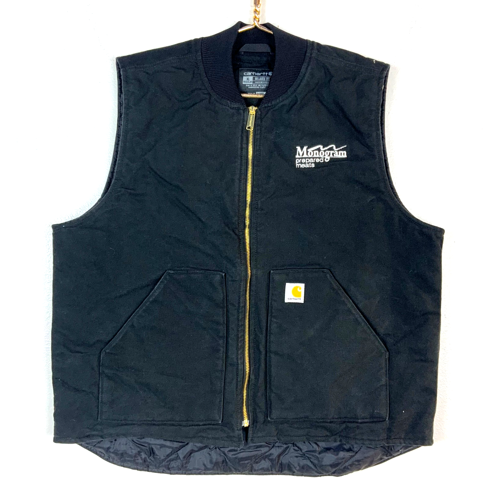 Carhartt Duck Vest XL Black Quilt Lined Full Zip