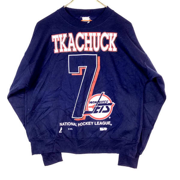 Vintage Winnipeg Jets Keith Tkachuk Sweatshirt Size Large Blue Nhl Nwt
