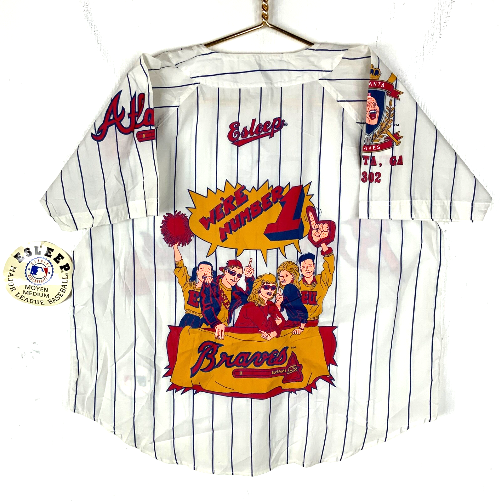 Vintage Atlanta Braves Jersey Medium White Mlb Sleep Wear New With Tag
