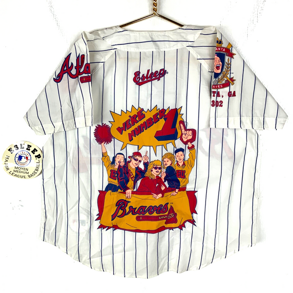 Vintage Atlanta Braves Jersey Medium White Mlb Sleep Wear New With Tag