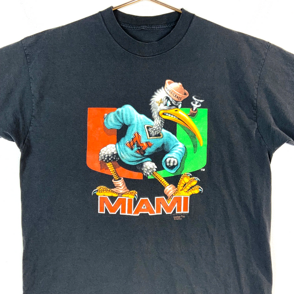 Vintage Miami Hurricanes T-Shirt Large Black Single Stitch Ncaa