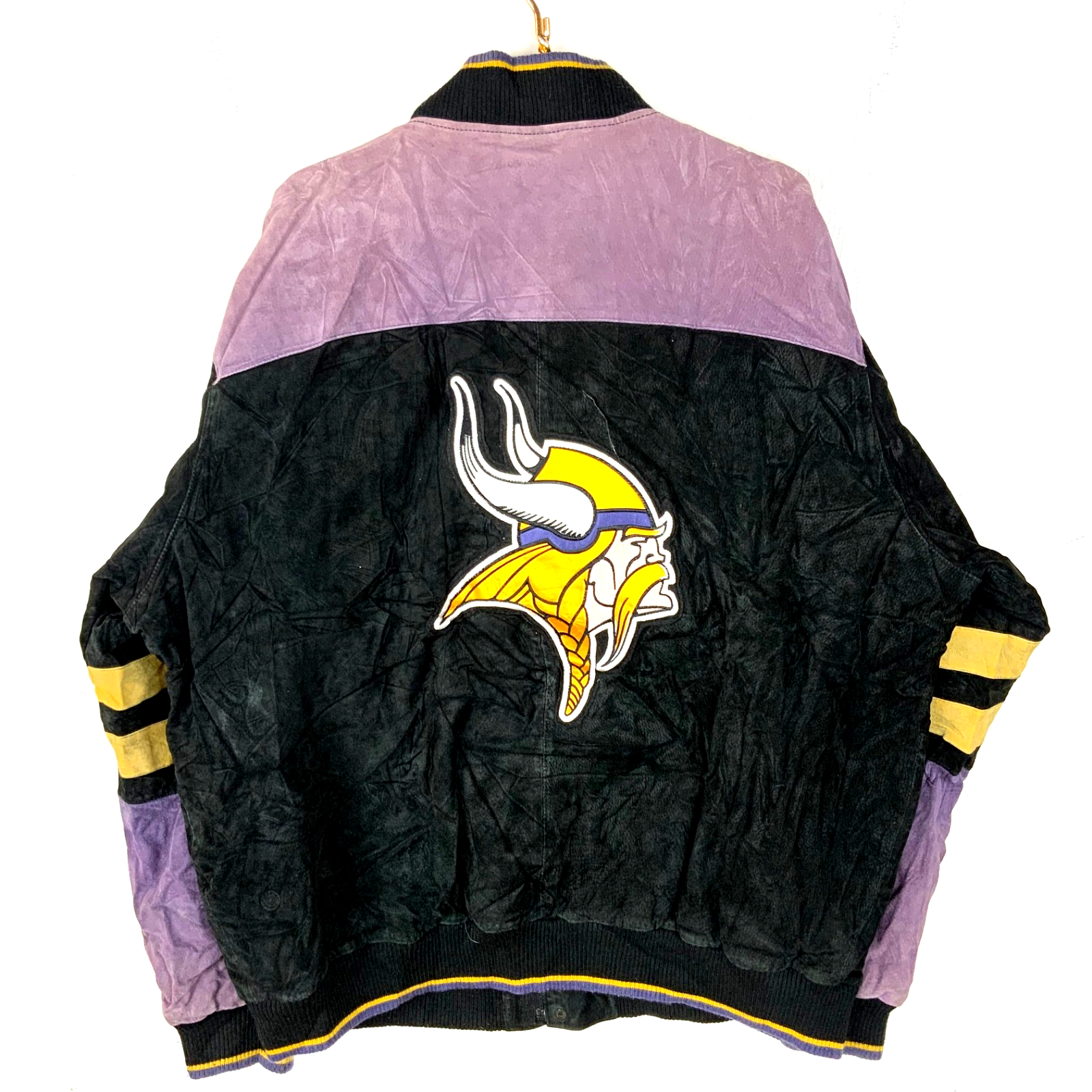 Minnesota Vikings Suede Leather Varsity Bomber Jacket 2XL Full Zip Nfl Football