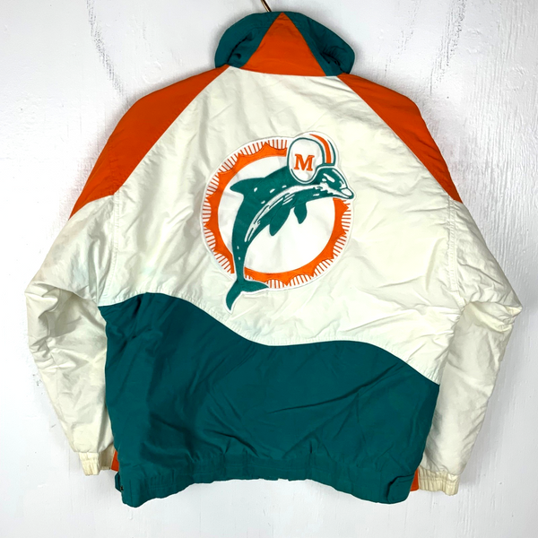 Vintage Miami Dolphins Apex One Puffer Jacket Small Multicolor Nfl Full Zip